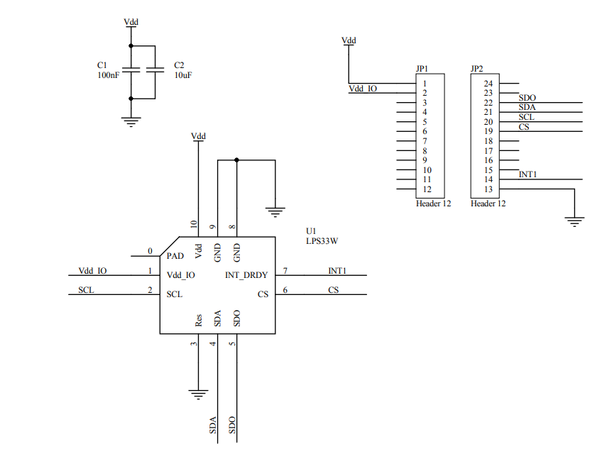 原理图 - STMicroelectronics STEVAL-MKI205V1适配器板